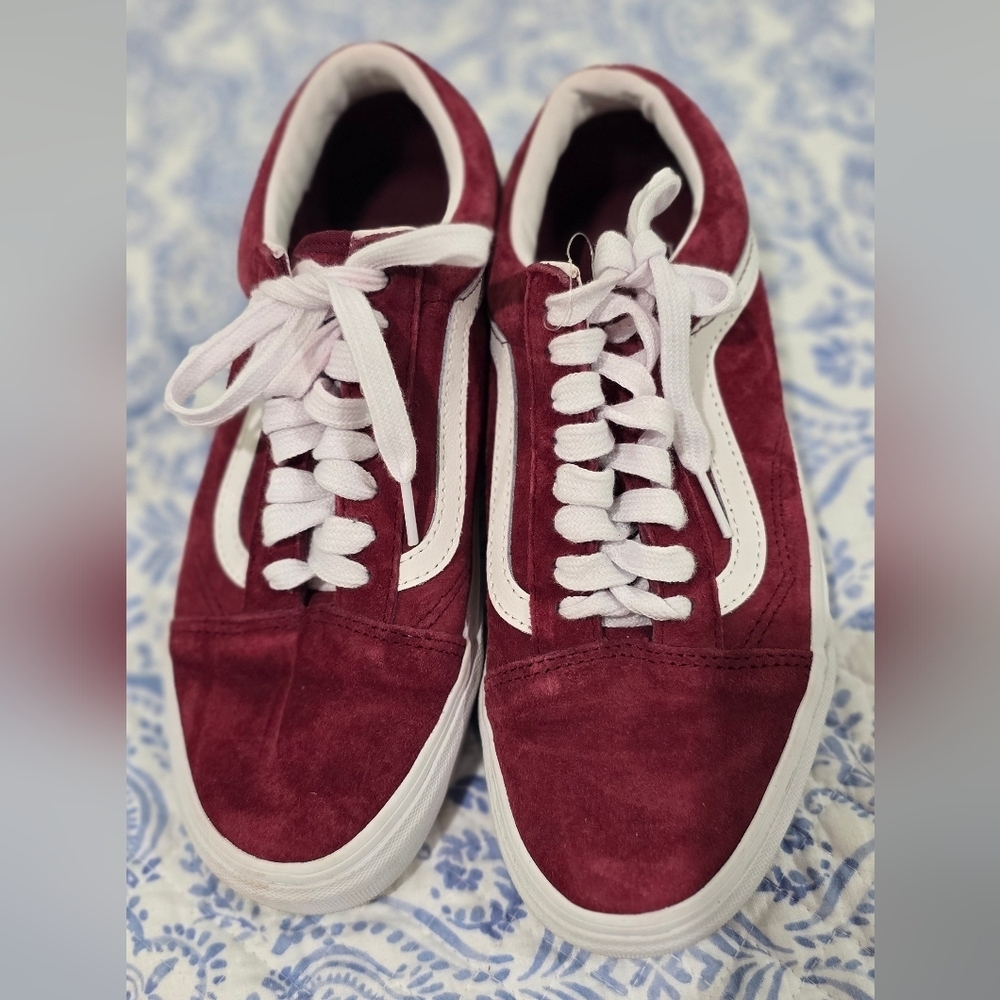 Vans Red and White Suede Sneakers Size 8 Women News - Picture 4 of 8
